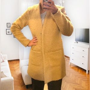 NYCC Camel Boucle Shacket Jacket Coat Sweater Pockets Small ny clothing company